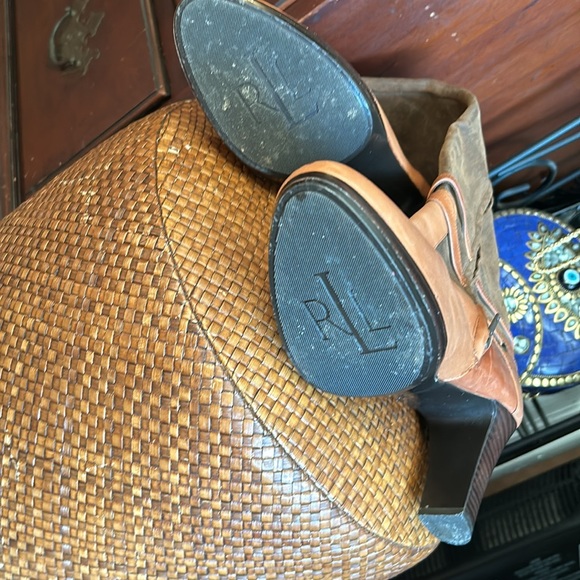 LAUREN RALPH LAUREN MISA Brown Leather Suede Knee High Boots - Picture 9 of 16